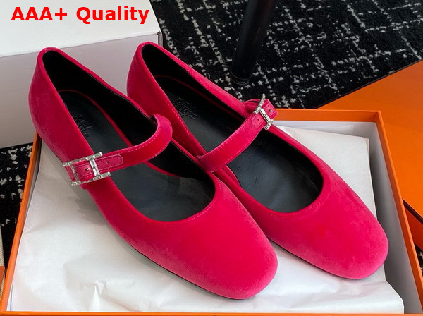 Hermes Jane Ballet Flat in Fuchsia Velvet Replica