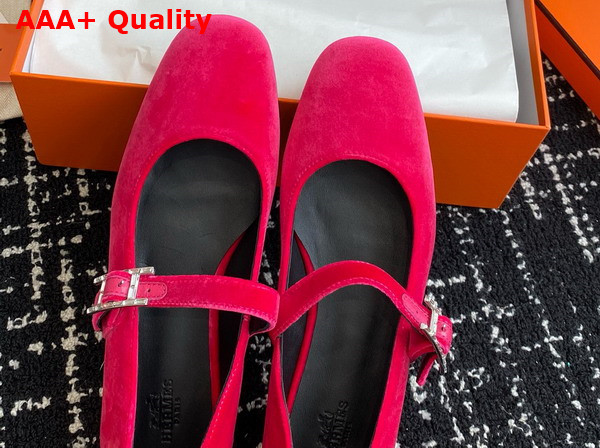 Hermes Jane Ballet Flat in Fuchsia Velvet Replica