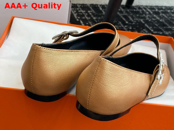 Hermes Jane Ballet Flat in Gold Goatskin Replica