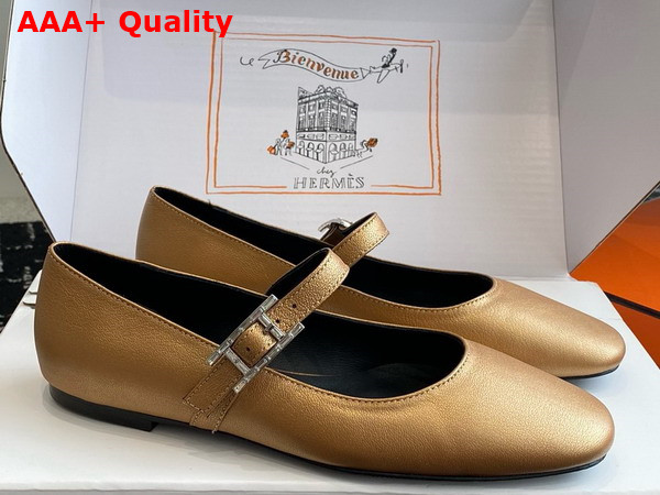 Hermes Jane Ballet Flat in Gold Goatskin Replica