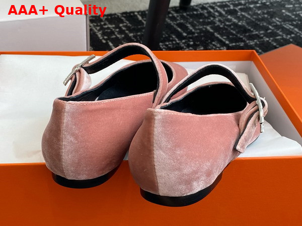 Hermes Jane Ballet Flat in Pale Pink Velvet Replica