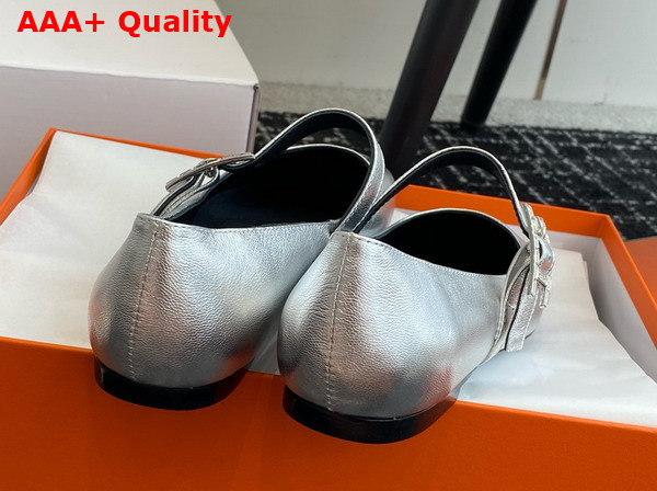 Hermes Jane Ballet Flat in Silver Goatskin Replica