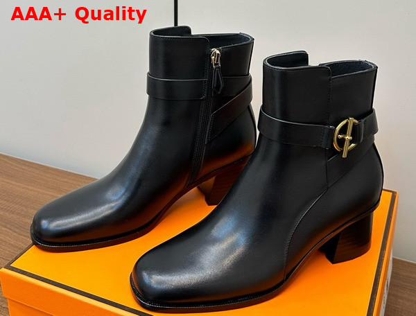 Hermes Jill 60 Ankle Boot in Noir Calfskin Replica