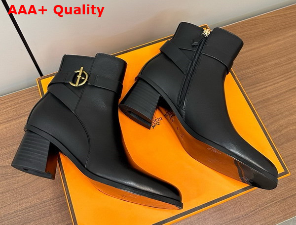 Hermes Jill 60 Ankle Boot in Noir Calfskin Replica