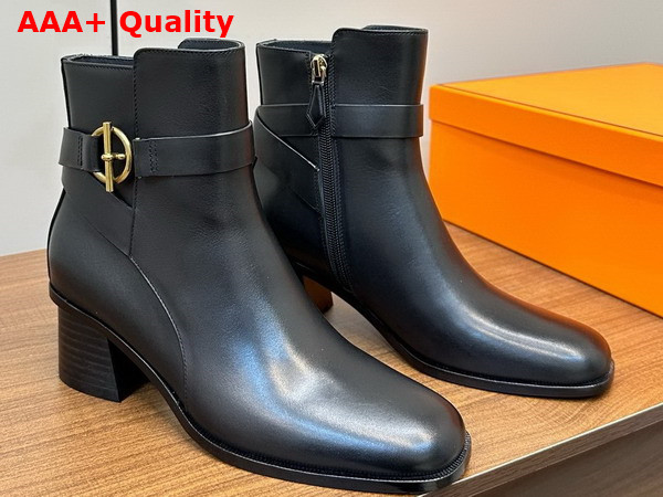 Hermes Jill 60 Ankle Boot in Noir Calfskin Replica