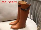 Hermes Jumping Boot Brown Box Calfskin with Kelly Strap Replica