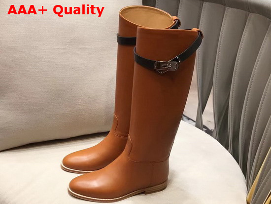 Hermes Jumping Boot Brown Box Calfskin with Kelly Strap Replica