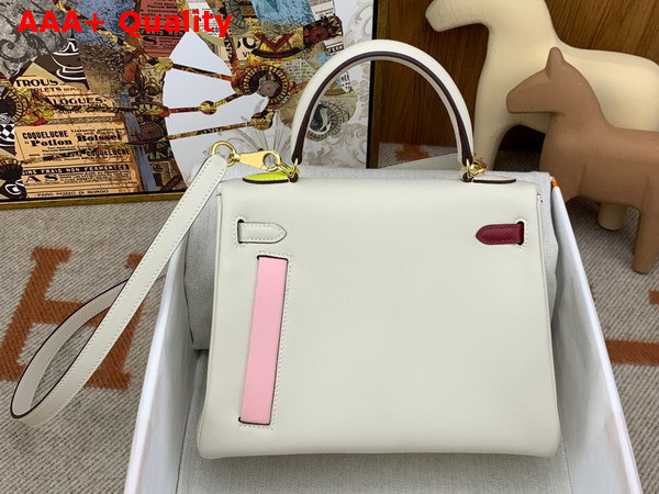 Hermes Kelly 25 Colormatic Cream and Tan Swift Calfskin Replica