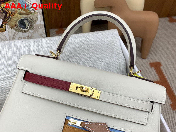 Hermes Kelly 25 Colormatic Cream and Tan Swift Calfskin Replica