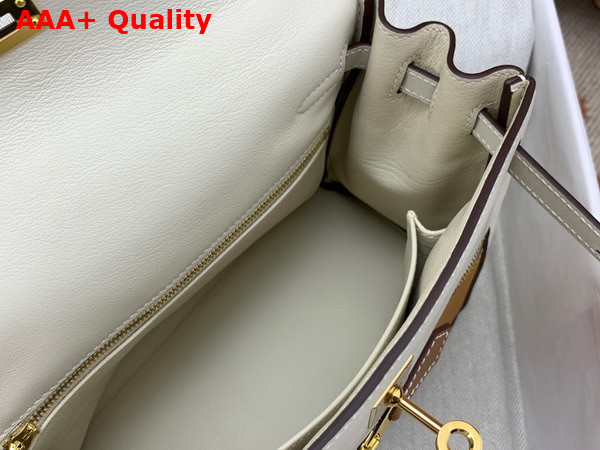 Hermes Kelly 25 Colormatic Cream and Tan Swift Calfskin Replica