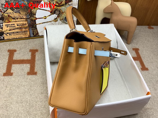 Hermes Kelly 25 Colormatic Tan and Yellow Swift Calfskin Replica