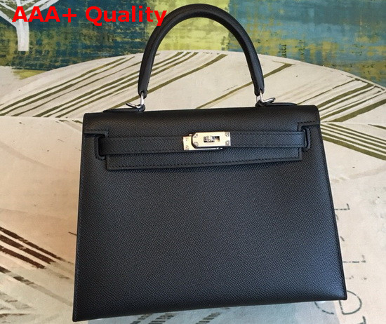 Hermes Kelly 25 in Black Epsom Calfskin Replica