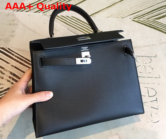 Hermes Kelly 25 in Black Epsom Calfskin Replica