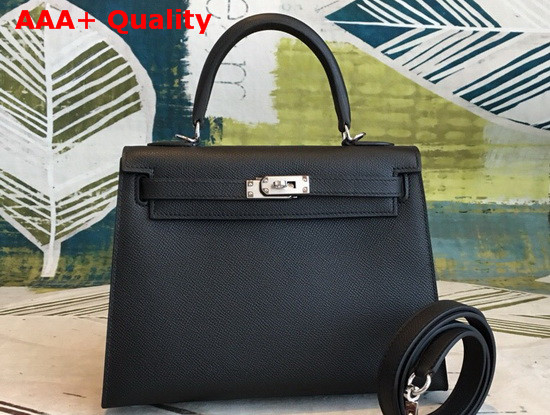 Hermes Kelly 25 in Black Epsom Calfskin Replica