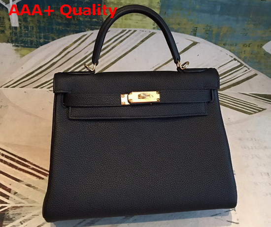 Hermes Kelly 25 in Black Togo Calfskin Replica