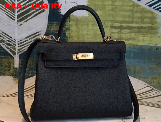 Hermes Kelly 25 in Black Togo Calfskin Replica