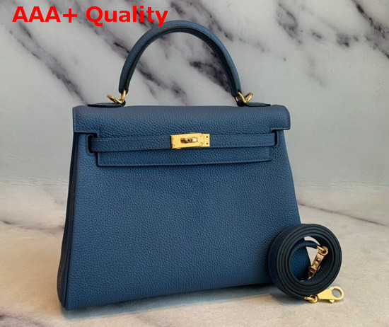 Hermes Kelly 25 in Blue Togo Calfskin Replica