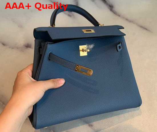 Hermes Kelly 25 in Blue Togo Calfskin Replica