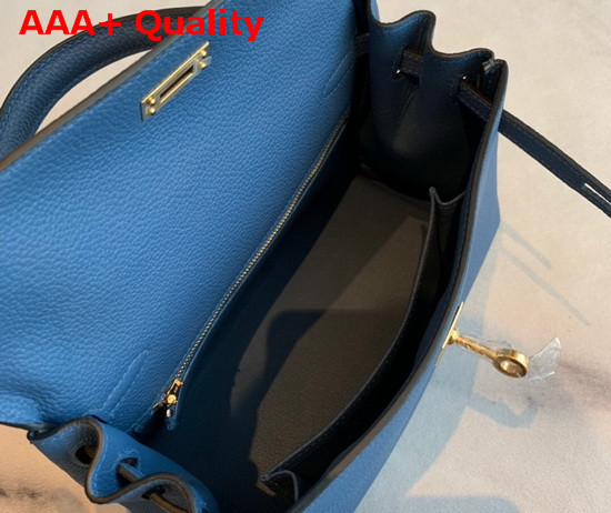 Hermes Kelly 25 in Blue Togo Calfskin Replica