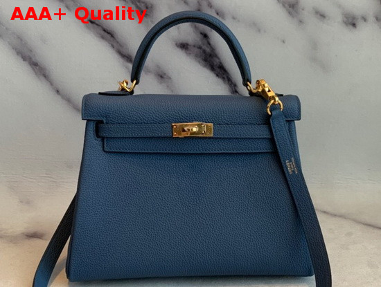 Hermes Kelly 25 in Blue Togo Calfskin Replica