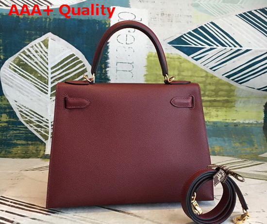 Hermes Kelly 25 in Bordeaux Epsom Calfskin Replica