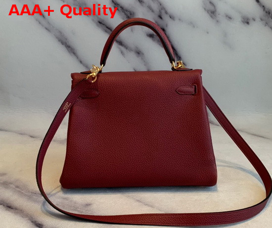 Hermes Kelly 25 in Bordeaux Togo Calfskin Replica