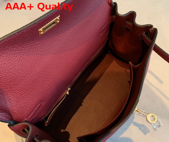 Hermes Kelly 25 in Bordeaux Togo Calfskin Replica