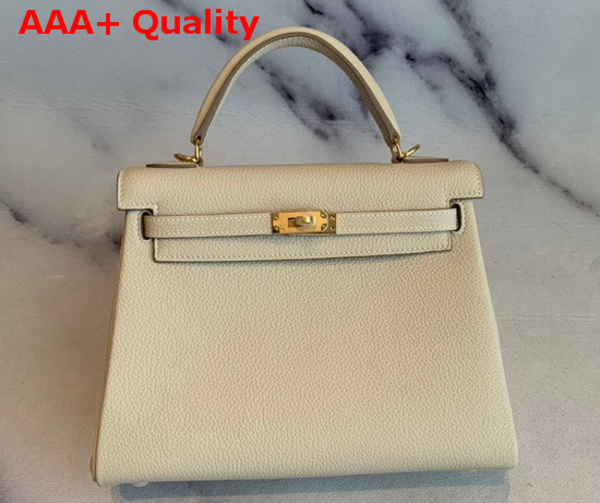 Hermes Kelly 25 in Cream Togo Calfskin Replica