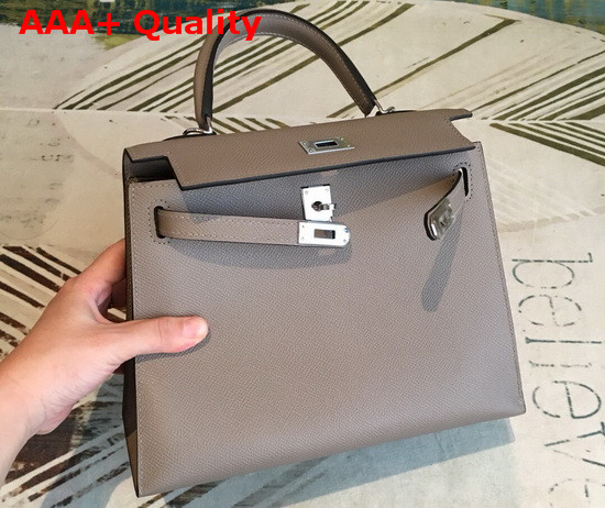 Hermes Kelly 25 in Grey Epsom Calfskin Replica