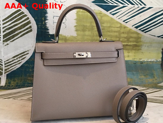 Hermes Kelly 25 in Grey Epsom Calfskin Replica