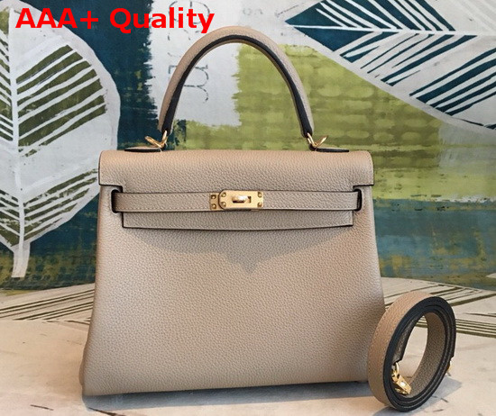 Hermes Kelly 25 in Light Grey Togo Calfskin Replica