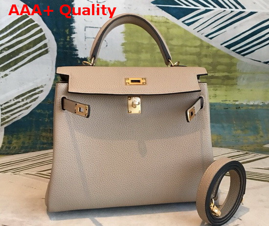 Hermes Kelly 25 in Light Grey Togo Calfskin Replica