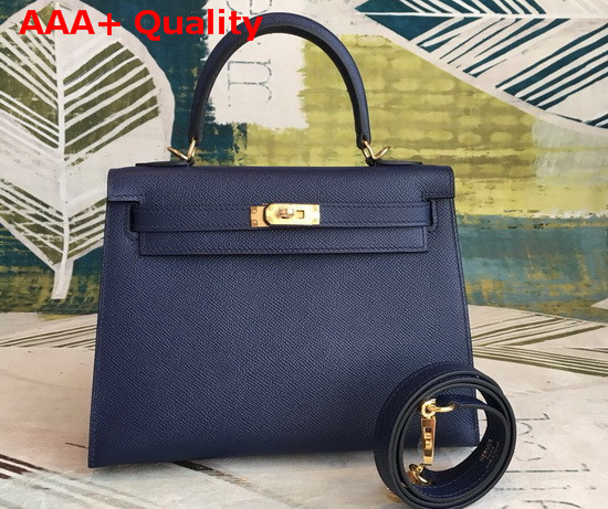 Hermes Kelly 25 in Navy Epsom Calfskin Replica