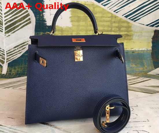 Hermes Kelly 25 in Navy Epsom Calfskin Replica