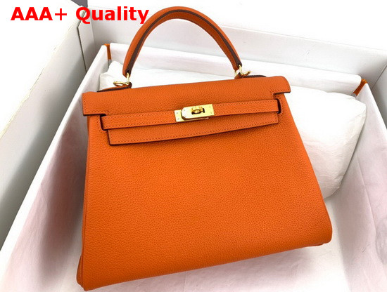 Hermes Kelly 25 in Orange Togo Calfskin Replica