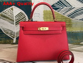 Hermes Kelly 25 in Red Epsom Calfskin Replica