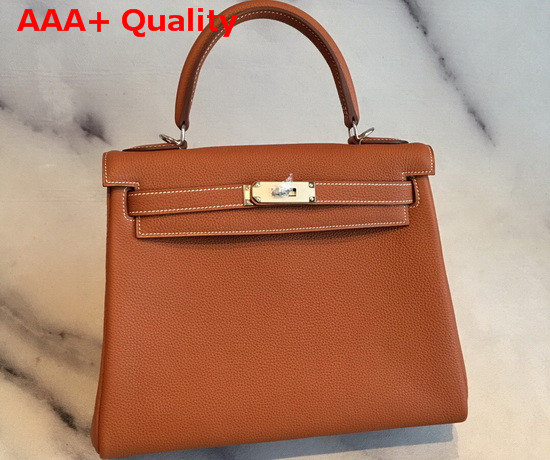 Hermes Kelly 25 in Tan Togo Calfskin Replica