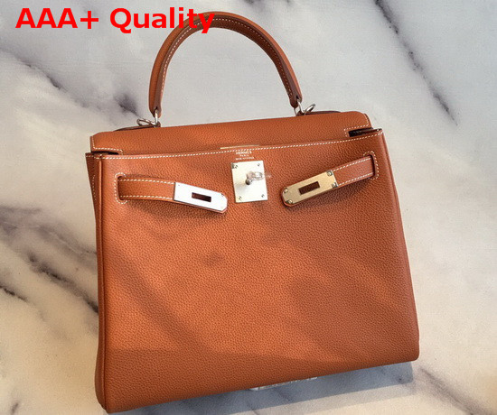 Hermes Kelly 25 in Tan Togo Calfskin Replica