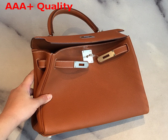 Hermes Kelly 25 in Tan Togo Calfskin Replica