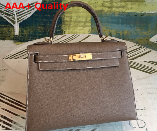 Hermes Kelly 25 in Taupe Epsom Calfskin Replica