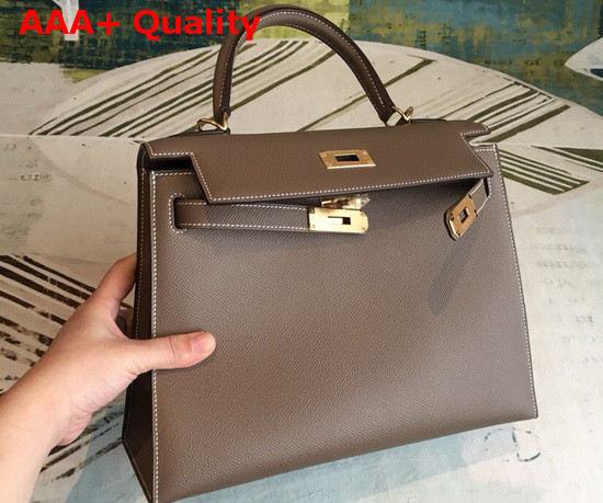 Hermes Kelly 25 in Taupe Epsom Calfskin Replica