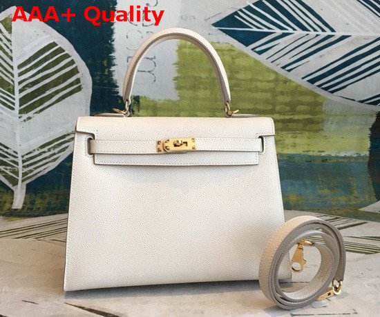 Hermes Kelly 25 in White Epsom Calfskin Replica