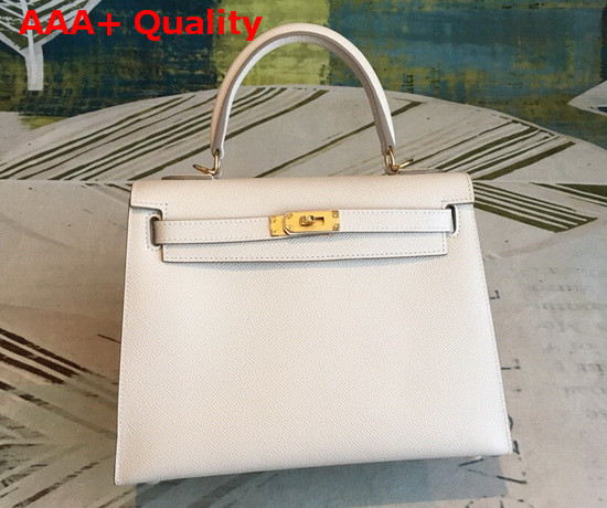 Hermes Kelly 25 in White Epsom Calfskin Replica