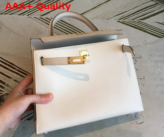 Hermes Kelly 25 in White Epsom Calfskin Replica