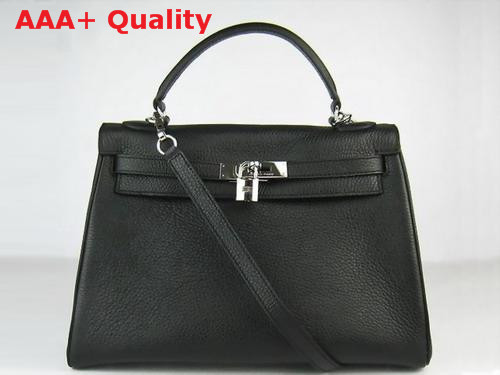 Hermes Kelly 32 Black Togo Leather Silver Hardware Replica