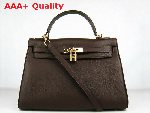 Hermes Kelly 32 Dark Coffee Gold Replica