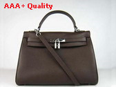 Hermes Kelly 32 Dark Coffee Silver Replica