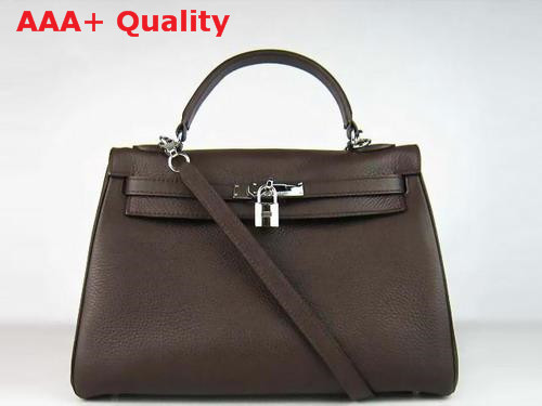 Hermes Kelly 32 Dark Coffee Silver Replica