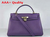 Hermes Fake Hermes Kelly 32 Purple Leather Gold Hardware Replica