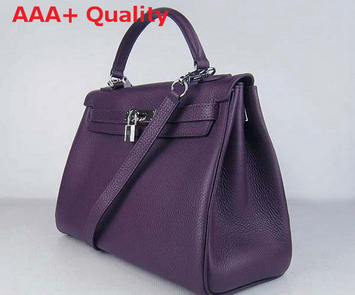 Hermes Kelly 32 Purple Leahter Silver Hardware Replica